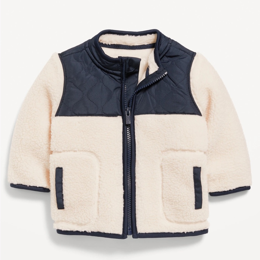 Old Navy Unisex Cozy Sherpa Hybrid Zip Jacket for Baby